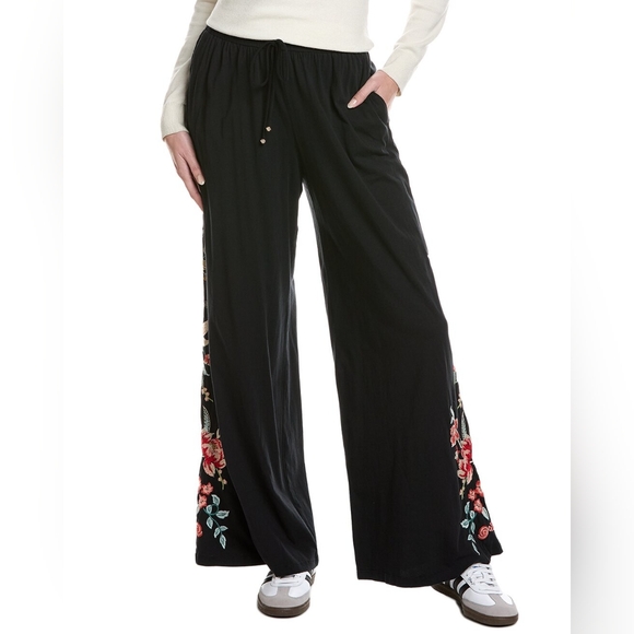 NWT Johnny WAS Embroidered Cotton Wide-Leg Pants - Picture 2 of 2